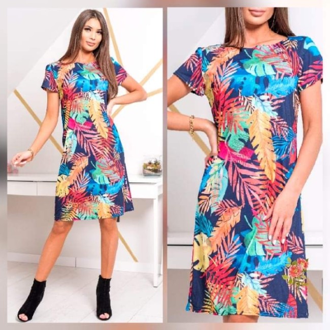 Sukienka  z lejącej dzianiny  LIŚCIE