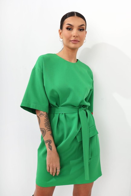 Klasyczna sukienka DISHARGE zielona