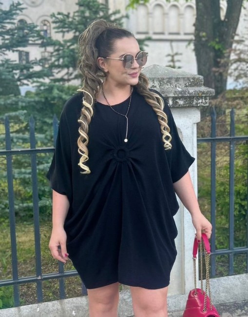 Zwiewna sukienka tunika oversize  ELENA czarna