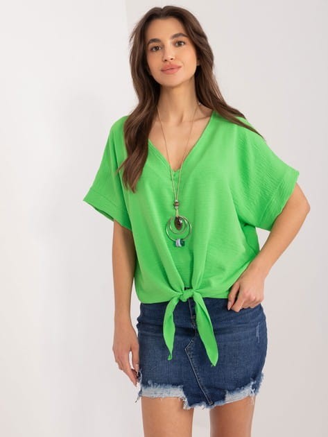 Bluzka oversize z naszyjnikiem WERA zielona