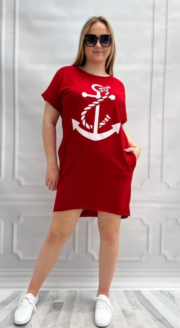 Bawełniana sukienka  KOTWICA czerwona