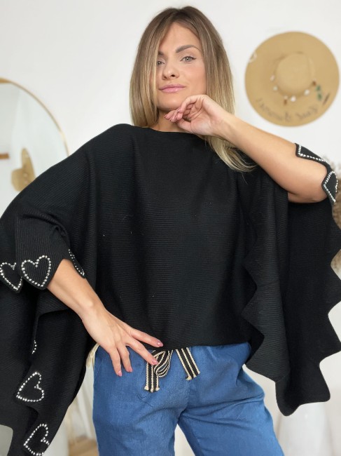Luksusowy sweterek nietoperz LOVE czarny