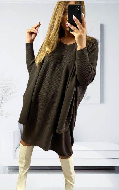 Luksusowa sukienka plus size ISABELLA brązowa