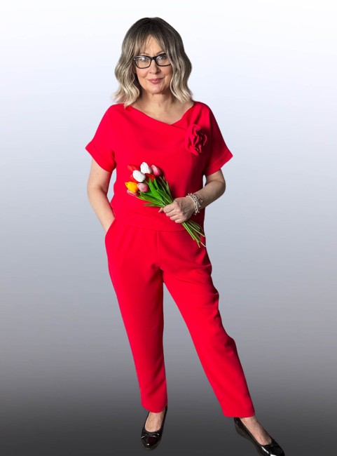 Kombinezon plus size ROSETTO koralowy