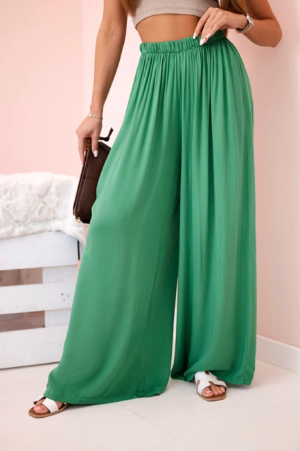 Zwiewne wiskozowe spodnie SZEPTANE zielone