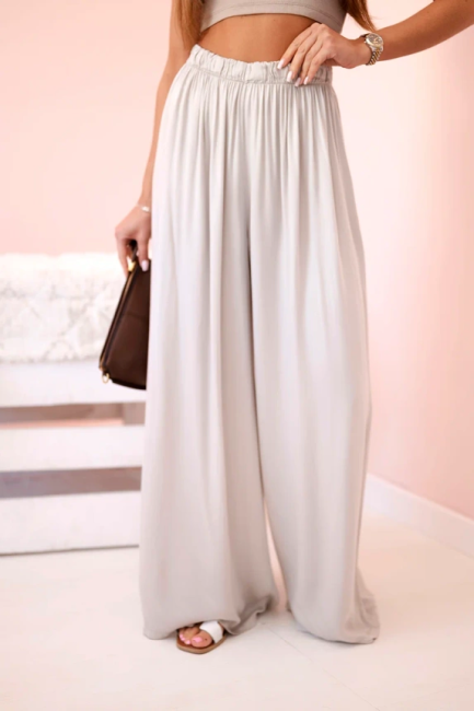 Zwiewne wiskozowe spodnie SZEPTANE beżowe