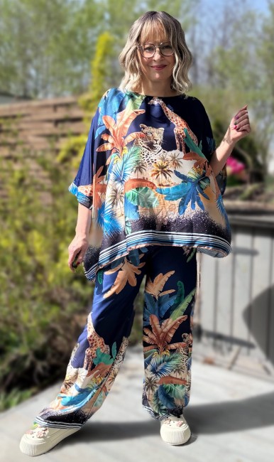 PREMIUM !  Komplet oversize SAFARI SZEPTEM granatowy