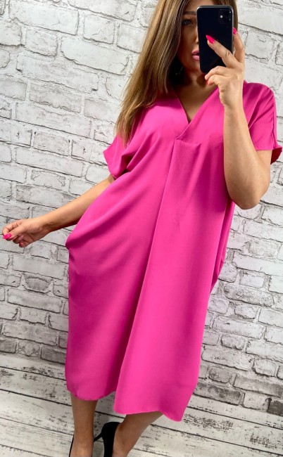 Sukienka plus size BARDZO LUBIANA różowa