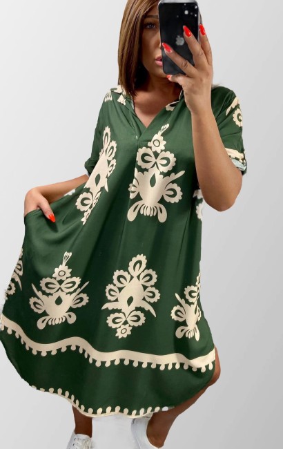 Sukienka plus size ARTYSTYCZNA khaki