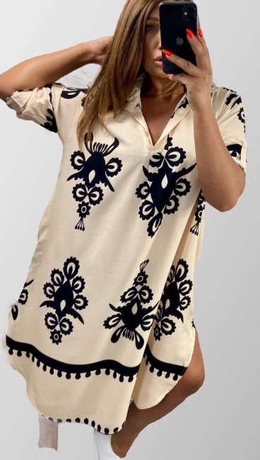 Sukienka plus size ARTYSTYCZNA beżowa 