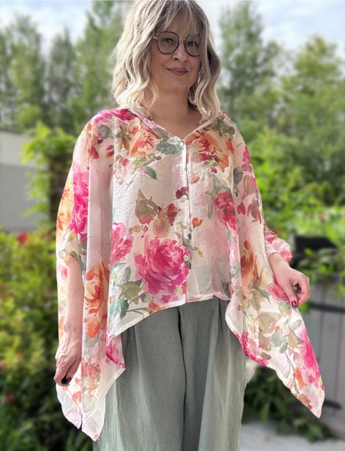 Zwiewna koszula plus size LETNI SZEPT różowa