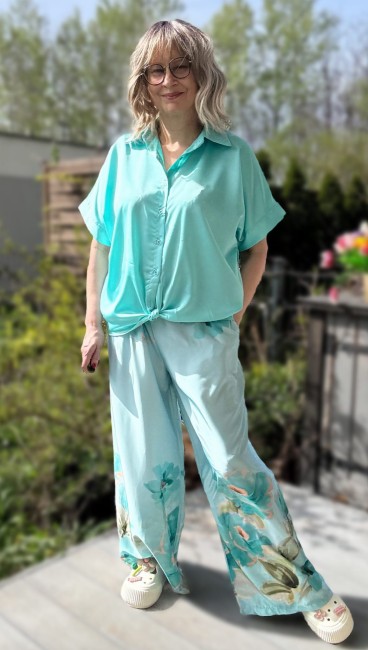 Satynowy komplet W OBJĘCIACH LATA miętowy