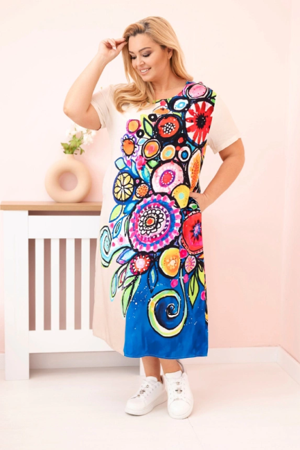 Sukienka plus size MALOWANA FANTAZJA beżowa