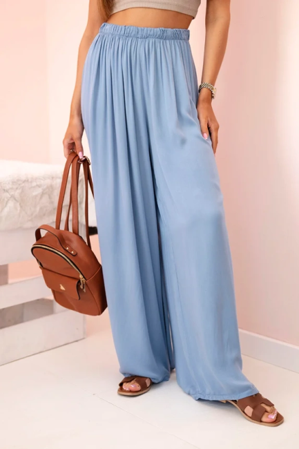 Zwiewne wiskozowe spodnie SZEPTANE niebieskie 