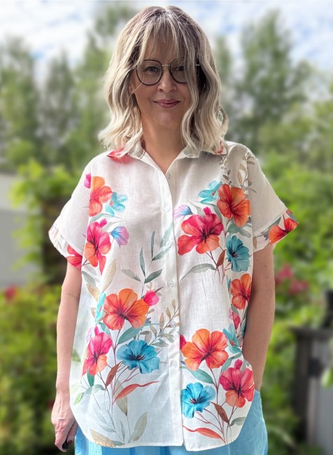 Koszula plus size KWIATY