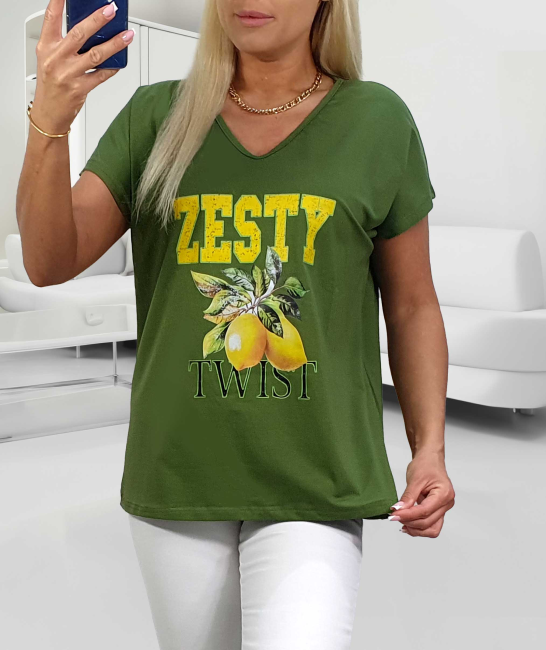 Bawełniana tunika plus size  ZESTY khaki