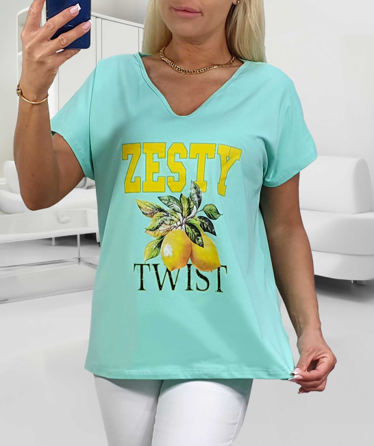 Bawełniana tunika plus size  ZESTY miętowa 