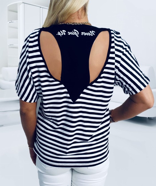 Wiskozowa  tunika plus size Z TYŁU SZAŁ granatowa