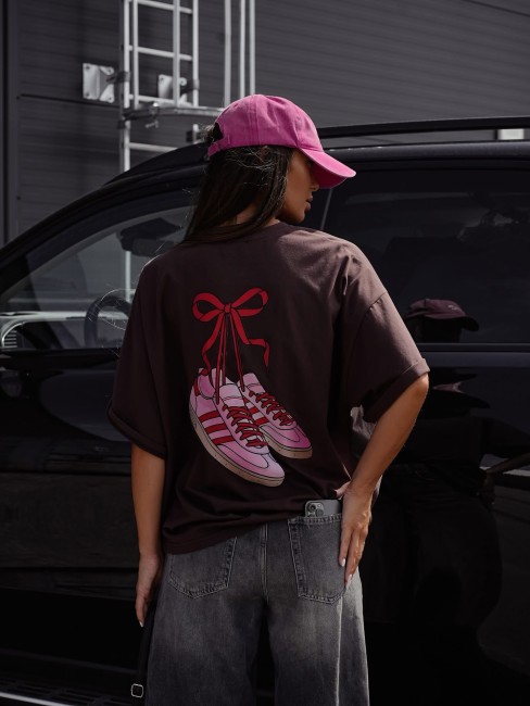 Bawełniana bluzka plus size  BUTIKSY brązowa