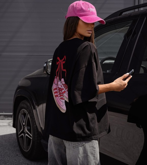 Bawełniana bluzka plus size  BUTIKSY czarna