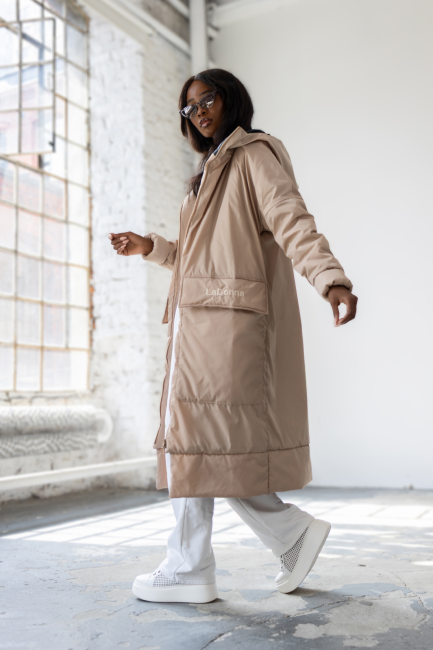 Płaszcz jesienno zimowy plus size LaDonna beżowy