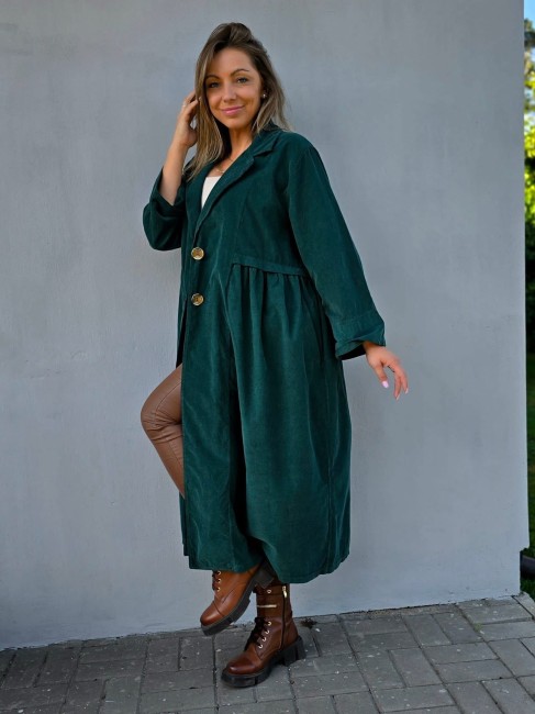 Bawełniana płaszczyk SZTRUKSIAK plus size zielony