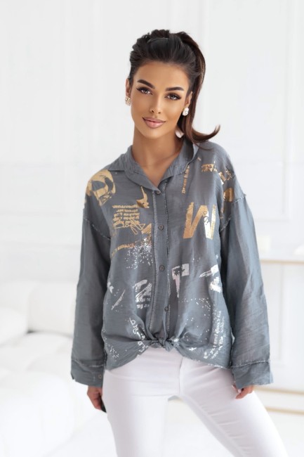 Koszula oversize MIENIĄCA szara