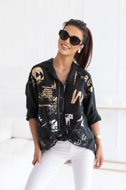 Koszula oversize MIENIĄCA czarna