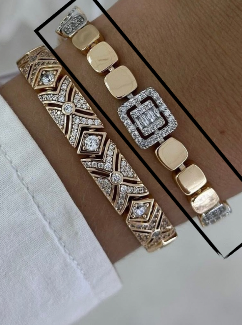 Bransoletka złota kosteczka z cyrkoniami