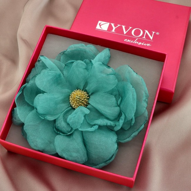 Jedwabna kwiatowa broszka i ozdoba do włosów miętowa