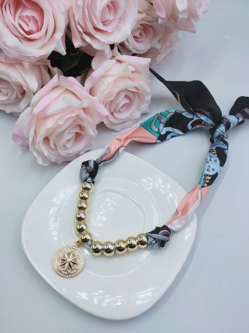 Naszyjnik apaszkowy z cyrkoniową zawieszką 