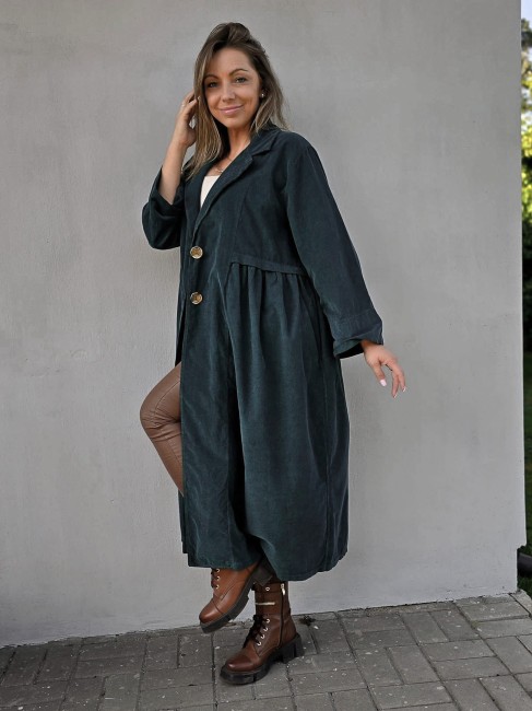 Bawełniana płaszczyk SZTRUKSIAK plus size grafitowy