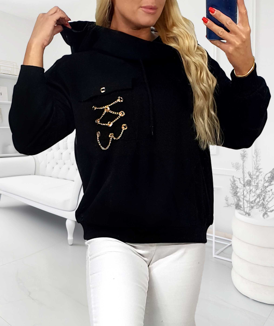 Bawełniana bluza plus size ZŁOTELLA czarny