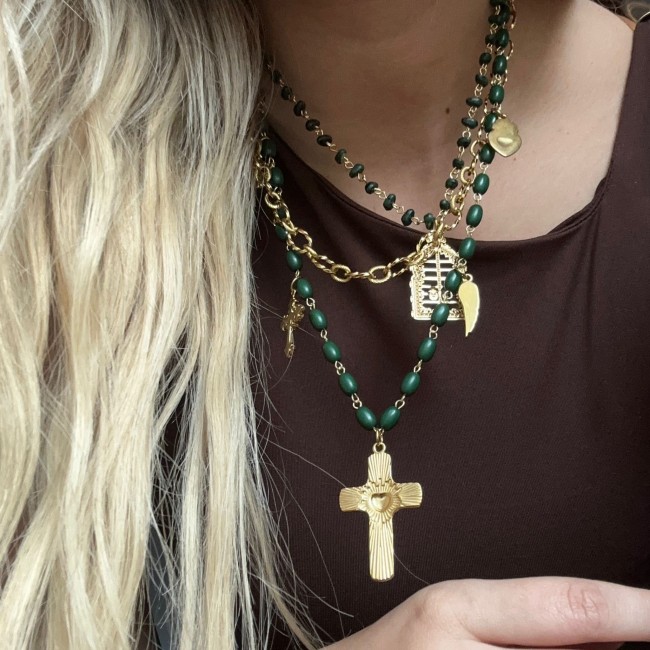 Naszyjnik premium ZNAKI MOCY zielony