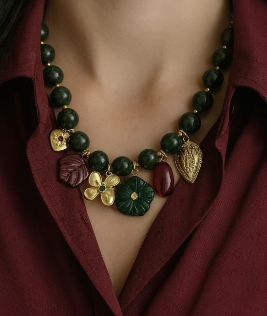 Naszyjnik premium MOC NATURY zielony