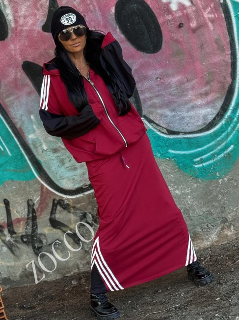 Bawełniany komplet plus size ZOCCO FLOW bordowy