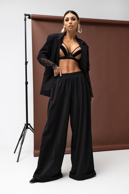 Eleganckie szerokie spodnie OBSESSED czarne