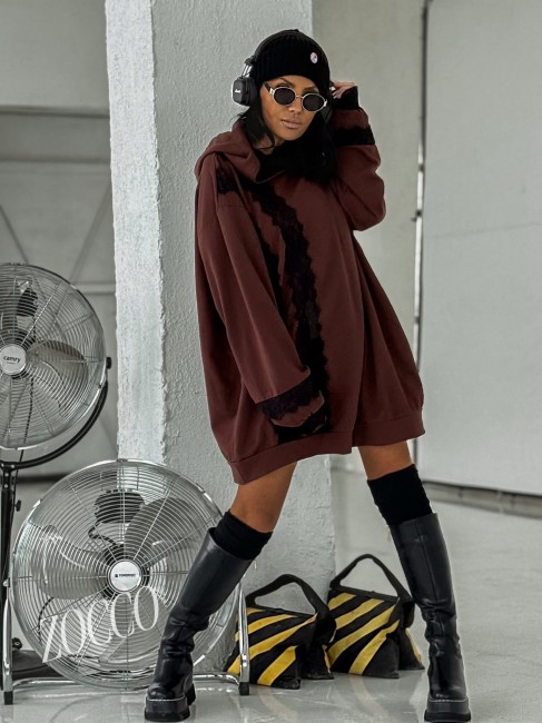 Tunika plus size KORONKA7 od Zocco brązowa