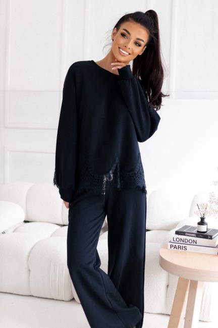 Bawełniany komplet  oversize LARELLA granatowy