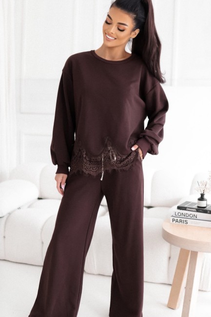 Bawełniany komplet  oversize LARELLA brązowy