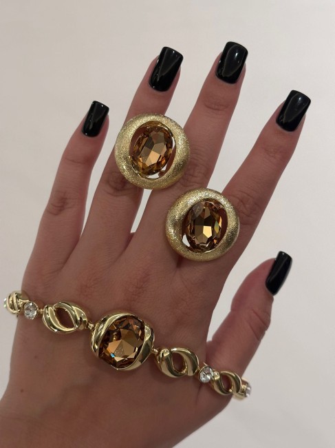 Bransoletka premium z szampańskimi kryształami