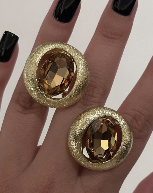 Kolczyki premium z szampańskim kryształem