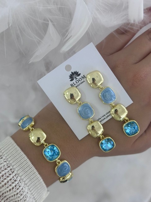 Kolczyki premium z turkusowymi kryształami 