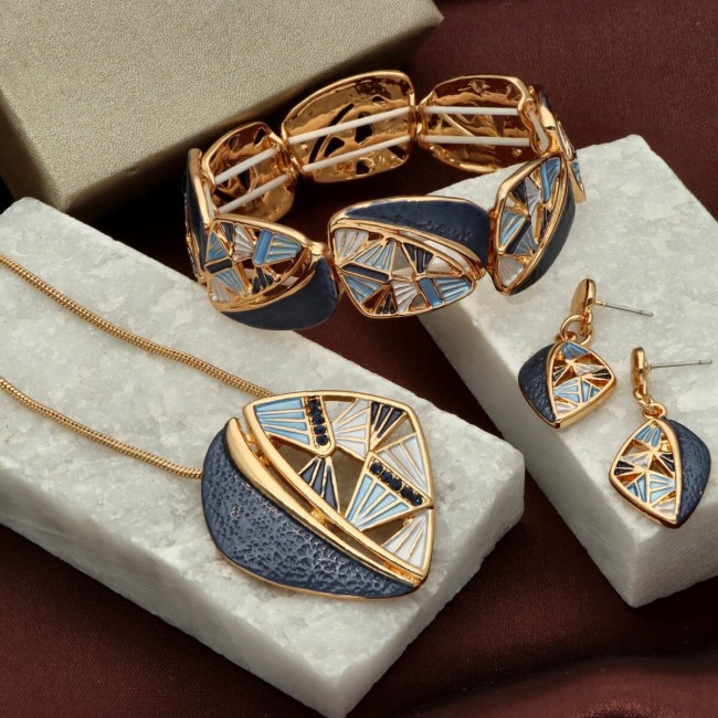  Artystyczny komplet biżuterii BŁĘKITNA MOZAIKA