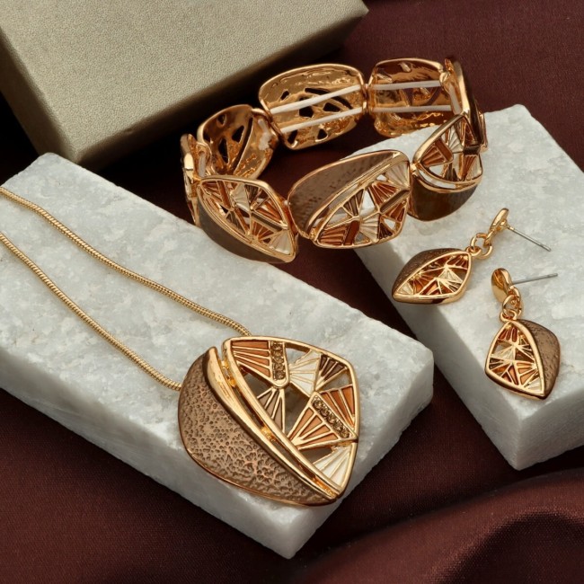  Artystyczny komplet biżuterii ZŁOTA MOZAIKA