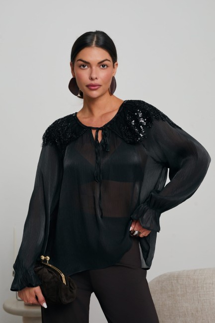 Elegancka bluzka oversize BIANKA czarna