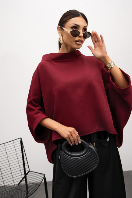 Tunika  oversize plus size  KIMONO bordowa