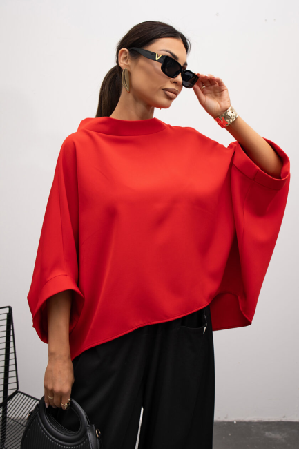 Tunika  oversize plus size  KIMONO czerwona