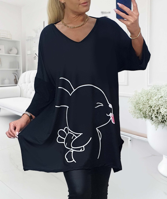 ULUBIONA  wiskozowa tunika plus size czarna 