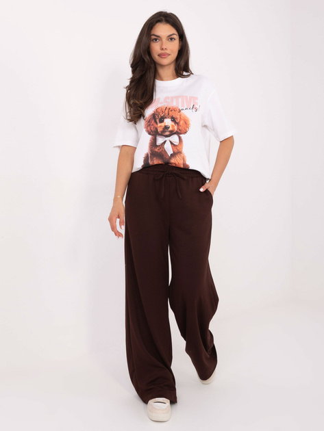 Szerokie spodnie plus size LUZAKI brązowe